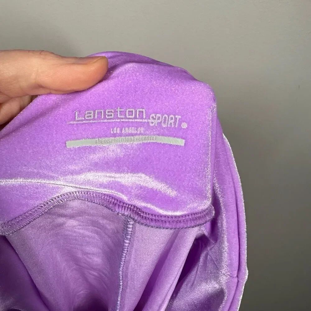 Atheleisure yoga Pilates active biker shorts & bra set lilac purple velvet XS - Picture 7 of 9